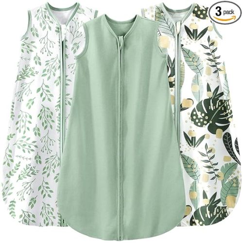 Yoofoss Baby Sleep Sack 0-6 Months Wearable Blanket for Babies 100% Organic Cotton 2-Way Zipper TOG 0.5 Toddler Sleeping Sack 3 Pack, Sleep Sacks