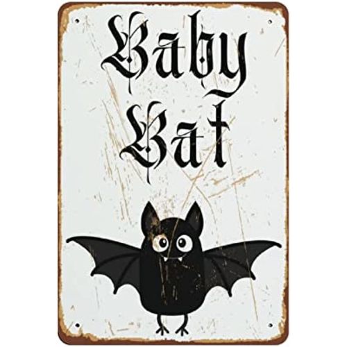 Baby Bat Art Print Goth Baby Goth Nursery Goth Baby Decor Goth Baby Bedroom Prints Goth Baby Room Decor Novelty Tin Metal Sign Plaque Bar Pub Vintage Retro Wall Decor Home Group Porch 8x12 Inch