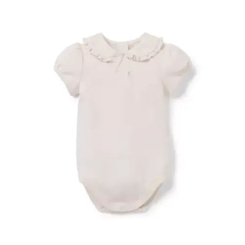 Baby Seashell Ecru Baby Bow Collared Bodysuit by Janie and Jack