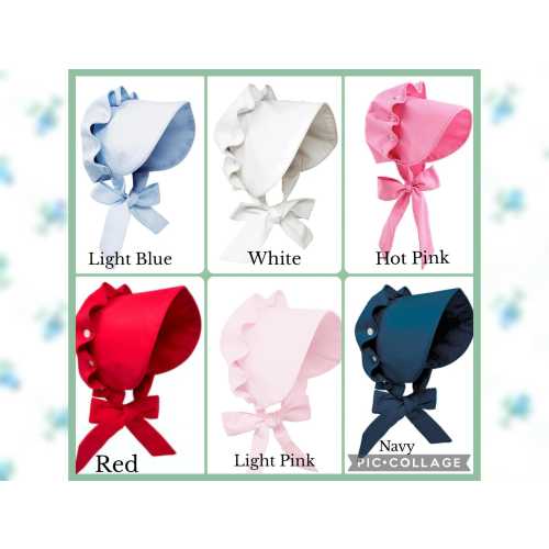 Monogrammed Bonnet Button Bow Bonnet Baby Hat Covering Bow Personalized Bonnet Custom Girls Bonnet Gift Baby Shower Birthday Bonnet