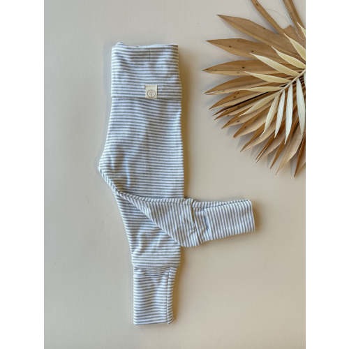 Fold Over Footie Baby Bamboo Organic Cotton Leggings | Gray Stripe