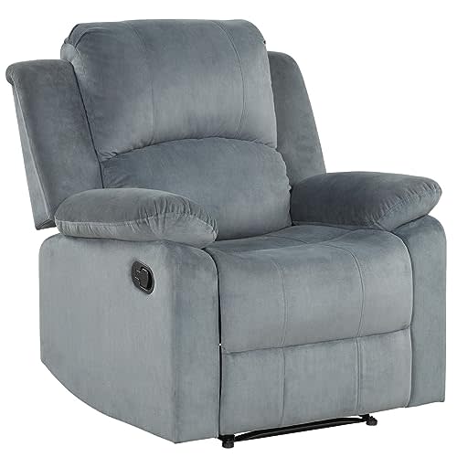 Phoenix Home Fabric Manual Recliner Chair for Adults, Comfy Reclining Chairs with Overstuffed Arm and Back, Single Sofa for Living Room, Grey