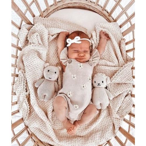 Infant Baby Girl Summer Sleeveless Strap Bubble Romper One Piece Newborn Knitted Floral Bodysuit Outfit