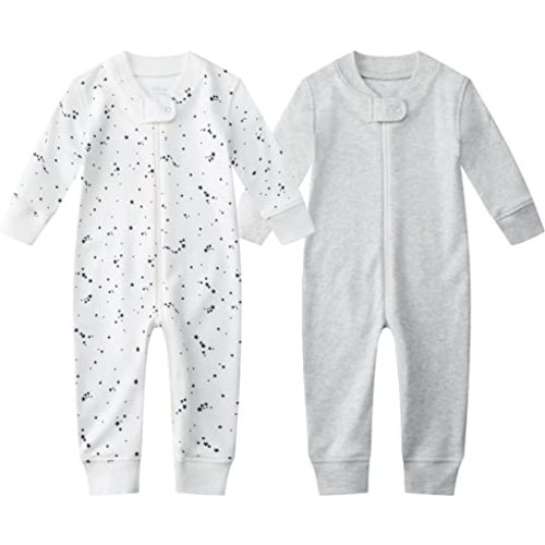Owlivia Organic Cotton Baby Boy Girl Zip up Sleep 'N Play Pjs, Footless, Long Sleeve