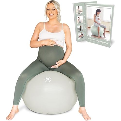 BABYGO® Birthing Ball for Pregnancy & Labor + Our Award Winning Book - Exercise, Birth & Recovery Plan, 5X Stronger Than a Yoga Ball with Eco Friendly Material