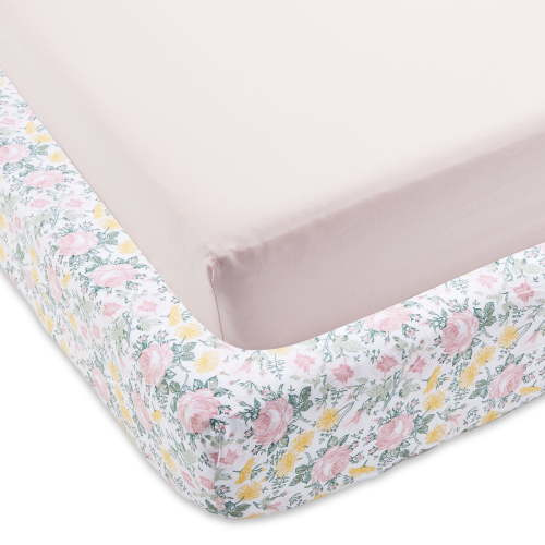 Parent's Choice 2-Pack Cotton Fitted Sheets for Baby Girls, Pink Floral, Crib/Toddler Bed