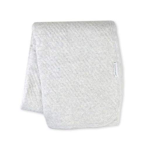 HonestBaby Matelasse Reversible Receiving Blanket 100% Organic Cotton for Baby Boys, Girls, Light Grey Heather, One Size