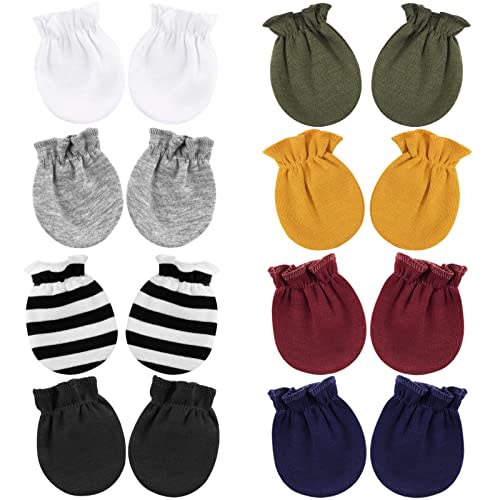 BQUBO Newborn Infant Toddler Mittens No Scratch Cotton Elastic Wrist Gloves Hypoallergenic for 0-6 Months Baby Boys Girls