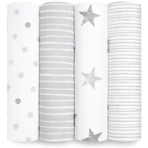 aden + anais Essentials Muslin Swaddle Blankets for Baby Girls and Boys, Newborn Receiving Blanket for Swaddling, 100% Cotton Baby Swaddle Wrap, 4 Pack, Dusty