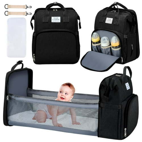 Caveen Waterproof Multifunctional Diaper Bag with Changing Pad, Black