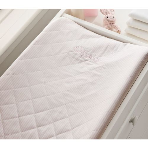 Oxford Stripe Quilted Changing Pad Cover