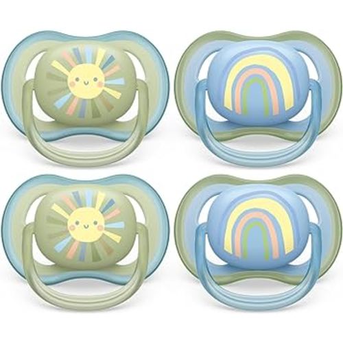 Philips Avent Ultra Air Pacifier - 4 x Light, Breathable Baby Pacifiers for Babies Aged 0-6 Months, BPA Free with Sterilizer Carry Case (Model SCF085/49)