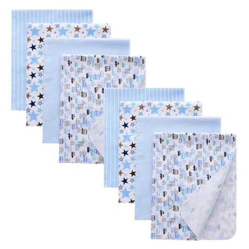 Gina Era Cotton Flannel Receiving Blankets Baby 8 Pcs, Baby Swaddle Blankets, Baby Flannel Blanket 30 X 30 Inch for Boy Girl (Style-7)