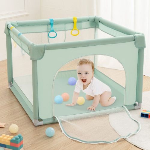 Gotgelif 36"x36" 4-panel Baby Playpen Spacious & Secure Foldable Playard Green