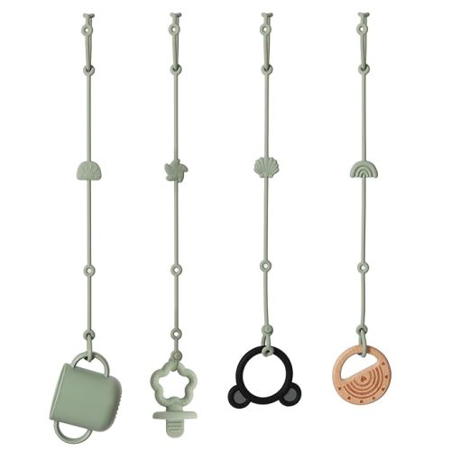 Andy Bear Toy Straps for Toddler Toy Safety Straps Silicone High Chair Toys Straps Toddler Bottle Straps for Strollers, High Chair, Car Seat, Stroller Accessories-Sage