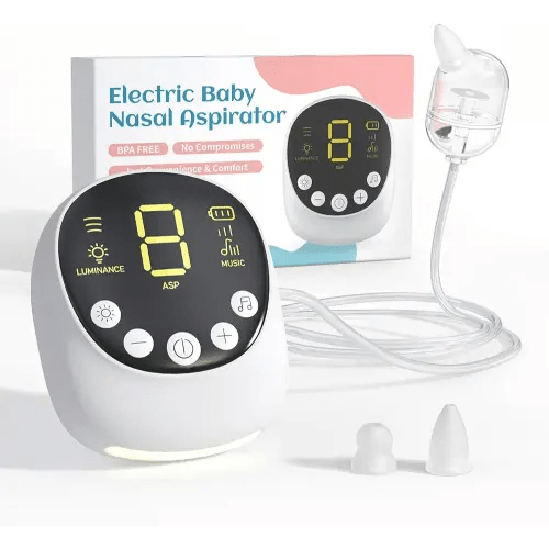 Nasal Aspirator for Baby, Hospital Grade, Electric Baby Nose Sucker with Adjustable 9 Levels Suction, Rechargeable with Night Light and Nursery Rhyme