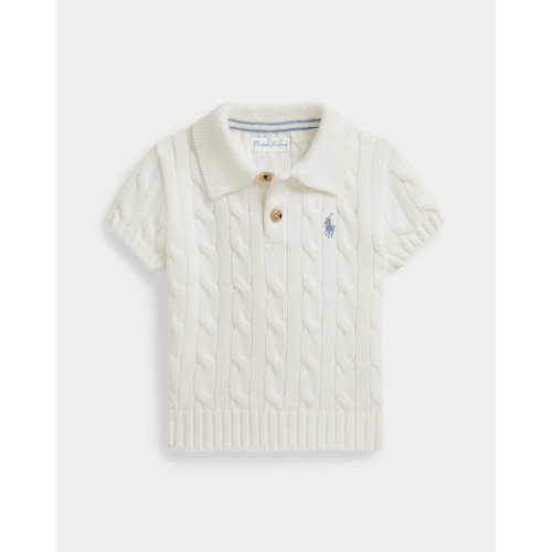 Cable-Knit Cotton Polo-Collar Sweater