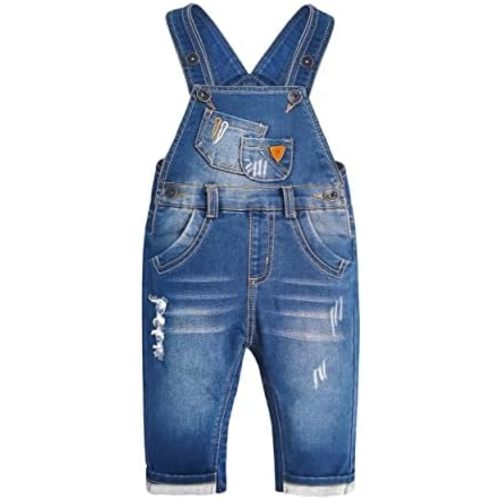 KIDSCOOL SPACE Baby Toddler 2 Buttons Adjustable Straps Fashion Jean Overall