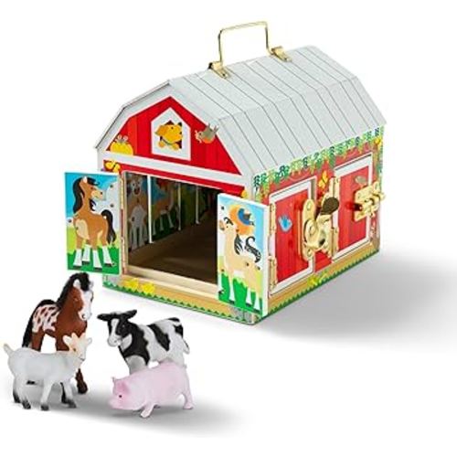 Melissa & Doug Latches Barn Toy - Sensory Activity, Doors And Locks Toy, Farm Animals Learning Toy For Kids Ages 3+