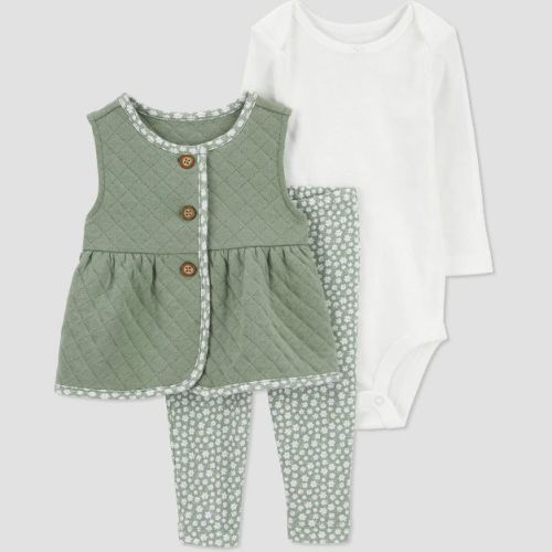 Carter's Just One You®️ Baby Girls' Colorblock Hoodie - Green/white 9m