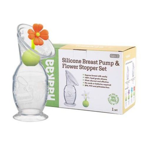 haakaa Breast Pump with Suction Base and Orange Stopper - 5oz