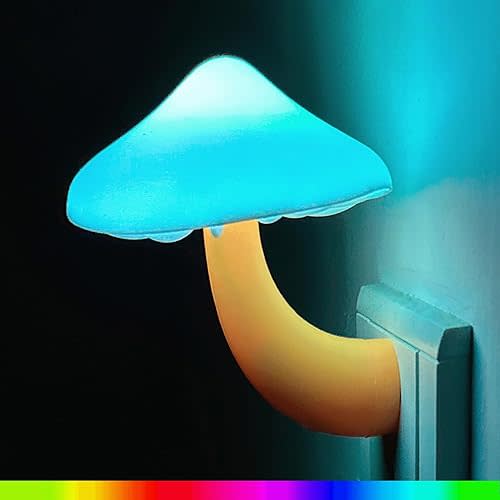 Sensor LED Night Light, Color Changing Mushroom Night Light Plug-in Wall Based Lamp, Gift for Kids Adults, Cute Mushroom Nursery Light for Bedroom, Bathroom, Kitchen, Hallway and Stairs