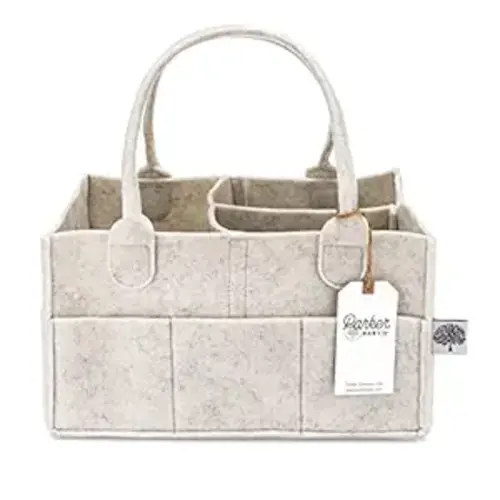 Parker Baby Diaper Caddy - Nursery Storage Bin and Car Organizer for Diapers and Baby Wipes - White, Regular