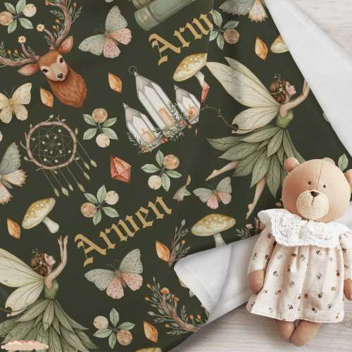 Fairy Swaddle Set, Fantasy Baby Blanket, Personalized Magical Baby Blanket, Wizard Nursery Theme, Medieval Newborn Blanket LARP Gift