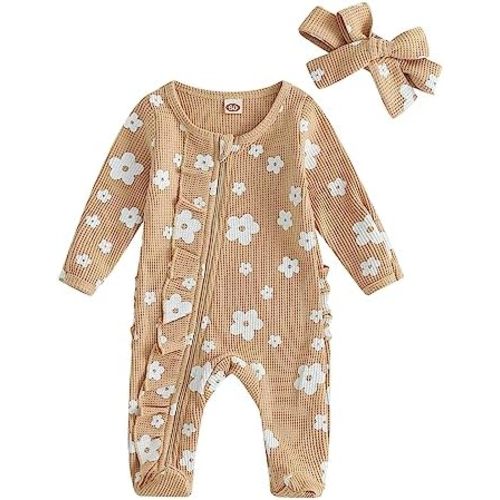 CIYCUIT Baby Girls Cactus Footies Newborn Zip Up Onesie Romper
