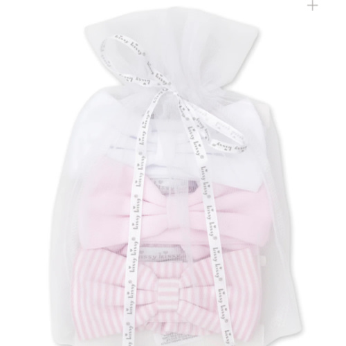 Pink Stripe 3 Pack Headband Set w/ Tulle Bag