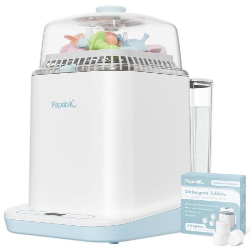 Papablic Bottle Washer Pro, Baby Bottle Washer & Sterilizer & Dryer, 4-in-1 Bottle Washer Sanitizer for Bottles, Pump Parts, & Baby Essentials - Quick & Clean with 60 Detergent Tablets