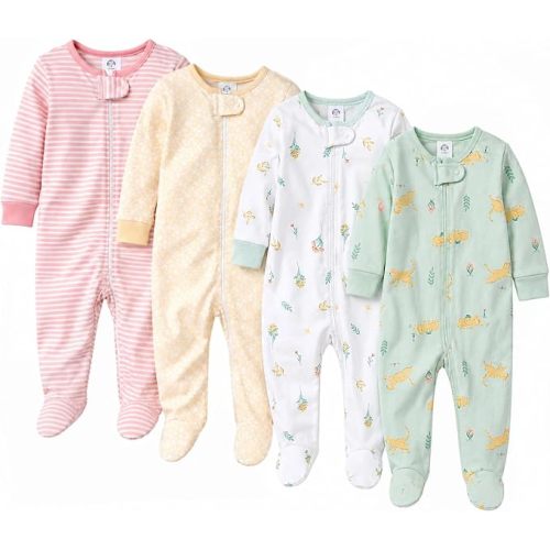 Gerber Baby Girls 4-Pack Sleep 'N Play Footie