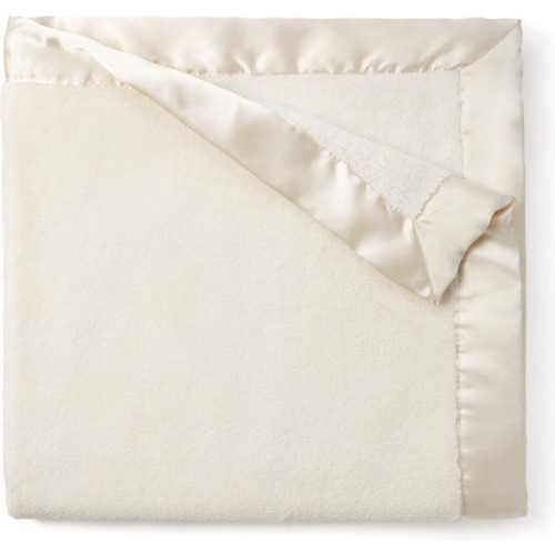 Baby Satin Trim Fleece Blanket, Cream
