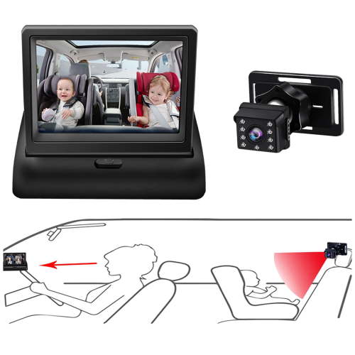 Invigilator, 1080p Baby Car Seat 4.3 Inch 150° Wide View Car Seat Mirror Vision Display 150° Wide Mirror Display 150° Seat Mirror Display Camera Baby 1080p Camera Cookx