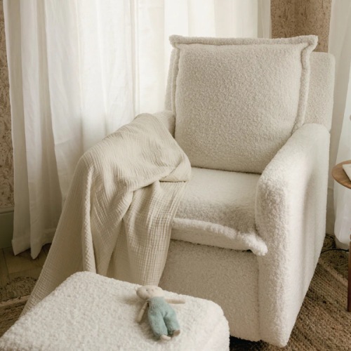OILO STUDIO Flynn Gliding Swivel Nursery Recliner-Sheepskin Linen