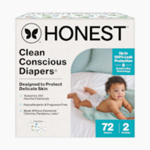 The Honest Company Clean Conscious Disposable Diapers - Turtle Time + Pattern Play, Size 2, 72 Count
