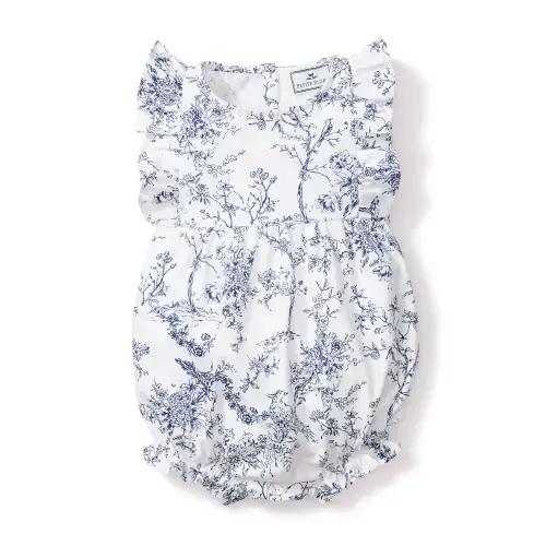 Baby's Twill Ruffled Romper in Timeless Toile