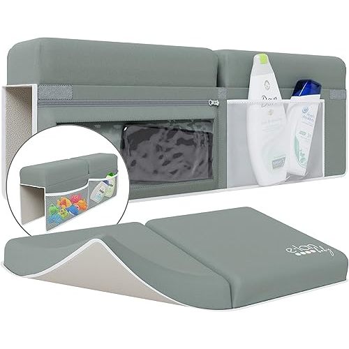Comfortable Baby Bath Kneeler and Elbow Rest Pad Set - Kneeling Pad Bath Mat with 4 Toy Organizer Pockets, Baby Bathtub Mat Non-Slip Baby Essentials, Waterproof and Easy to Clean