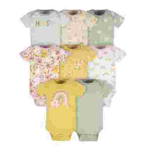 Gerber Baby Girl Short Sleeves Onesies Bodysuits, 8-Pack