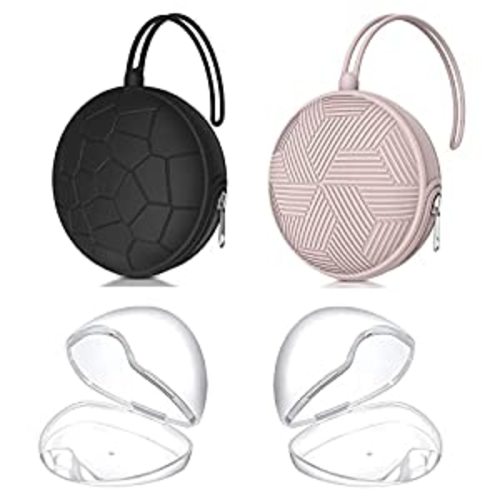 Amazon.com : Smlpuame 4 Pack Pacifier Holder Case Set,2 Silicone Portable Pacifier Cover Pouch Bag for Diaper Bags Baby Carriage with 2 Transparent Pacifier Storage Container Box,Easy to Clean,(Black+Pink) : Baby