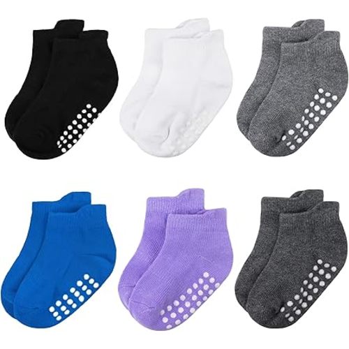 Baby Socks - Cotton Non-Slip Ankle Socks for Toddlers, Boys & Girls