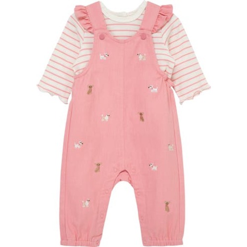 Puppies Embroidered Overalls & T-Shirt Set, 3M