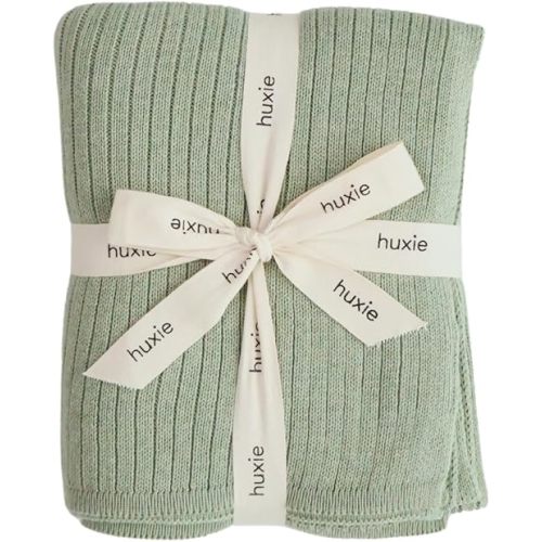 Knitted Organic Cotton Baby Blanket- Swaddle Blanket, 30" x 40" Soft Receiving Blanket for Newborn (Roman Green)