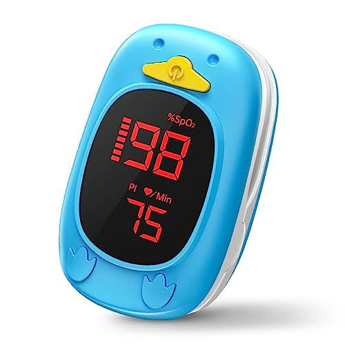 Pulse Oximeter for Kids Oxygen Monitor Children Pulse Oximeter for Baby Oxygen Monitor Kids Pulse Oximeter Fingertip, Large Display, Included with AAA Battery