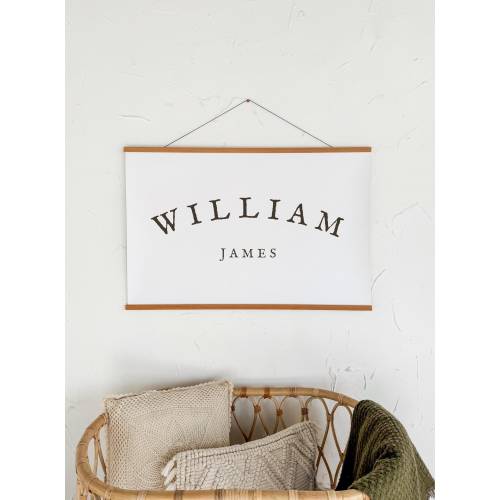 Custom Baby Name Flag, Canvas Tapestry, Personalized Baby Gift, Kid's Room Name Banner Art, Fabric Wall Hanging, Boho Nursery Art Decor