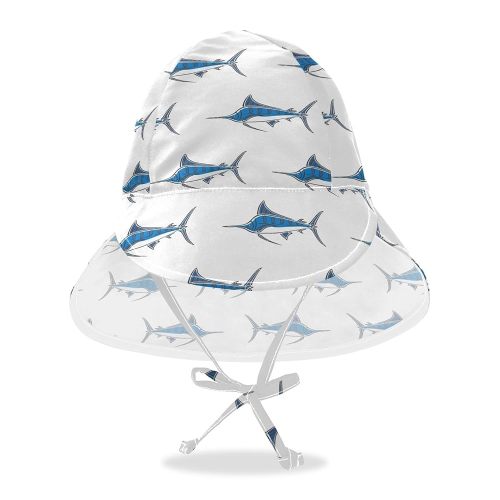 Baby Sun Hat for Girls Boys Marlin Sailfish Pattern Printed, Toddler Beach Bucket Hats for Camping Travel Outdoor 2-4T
