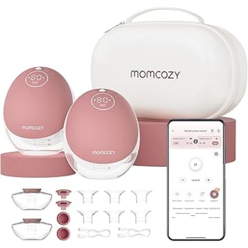 Momcozy Breast Pump Hands Free Mobile Flow | M9, App Discreet Control with Personalized Multi-Modes & 15 Levels, Independent Breastmilk Storage, Wearable Breast Pump M9 24mm, 2 Pack