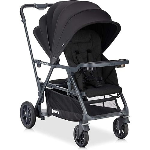Joovy Caboose S Stroller, Stand on Tandem, Premium Sit and Stand, Black Melange