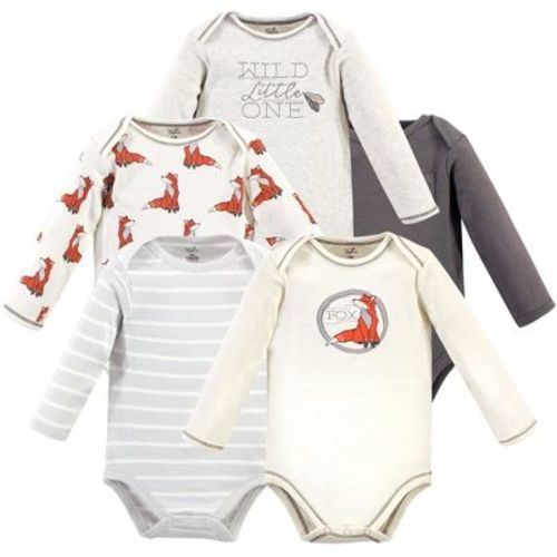 Touched by Nature Baby Boy Organic Cotton Long-Sleeve Bodysuits 5pk, Boho Fox