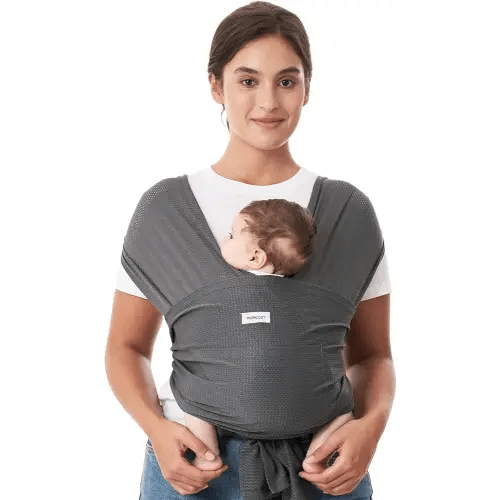 Momcozy Baby Carrier AirMesh - The Perfect Summer Sling for Newborns to Toddler 8-35 lbs - Cooling Fabric Baby Wrap, Lightweight, Ergonomic, and Easy to Wear, Blue Gray
